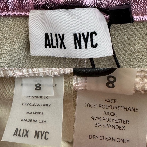 NWT ALIX NYC Jay Vegan Leather Straight-Leg Pants in Pink Size: 8 - Picture 12 of 17